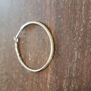 14k White Gold Inside Out Diamond Hoop Earring